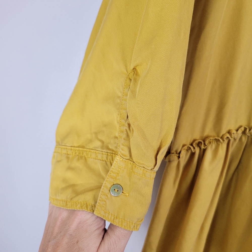 Zara Mustard Yellow Drop Waist Button Front Ruffl… - image 6